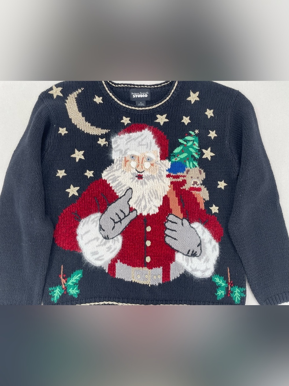 STUDIO VINTAGE BLACK UGLY CHRISTMAS SWEATER - Picture 3 of 6